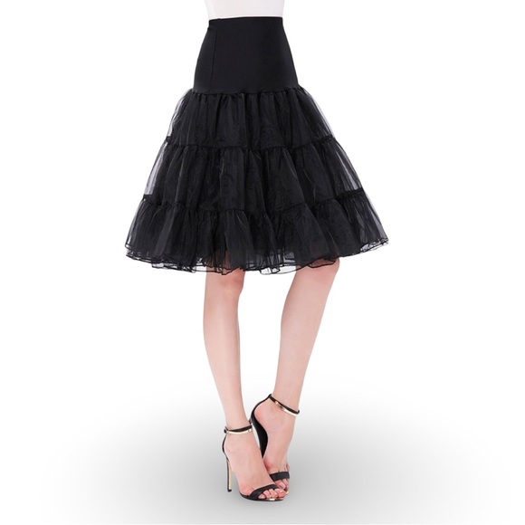 Vintage Black Crinoline Tulle Petticoat Skirt Size Large by Grace Karin - Picture 6 of 7